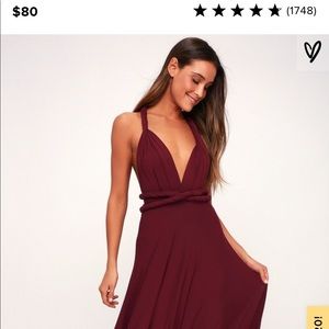 Lulu’s Tricks of Trade Burgundy Wrap Dress